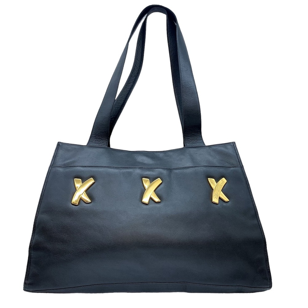 Paloma Picasso Kiss XXX Grain Leather Shoulder Tote Bag in Black